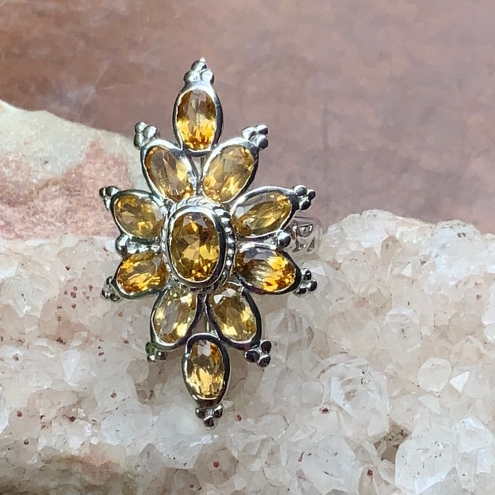 CITRINE 925 STERLING SILVER RING, SIZE 8